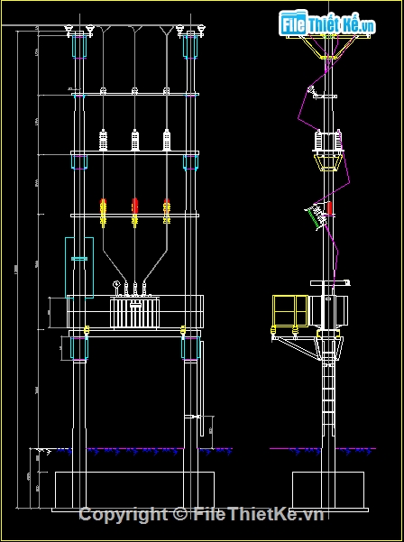 Trạm biến áp,File Auto cad,File cad,chi tiết trạm biến áp